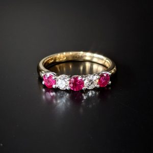 ruby and diamond 5 stone ring