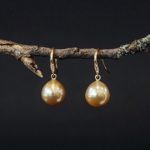 natural gold south sea pearl earring drops